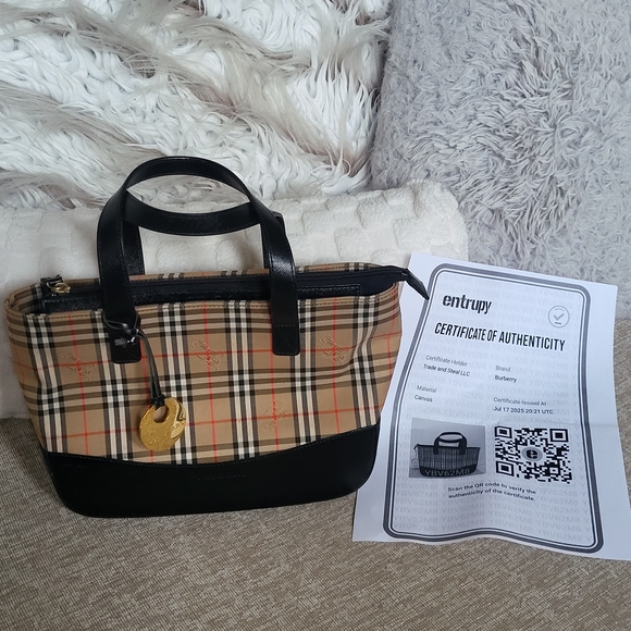 Burberry Horseferry Handle Bag..Authentic w/COA.. - Picture 1 of 16